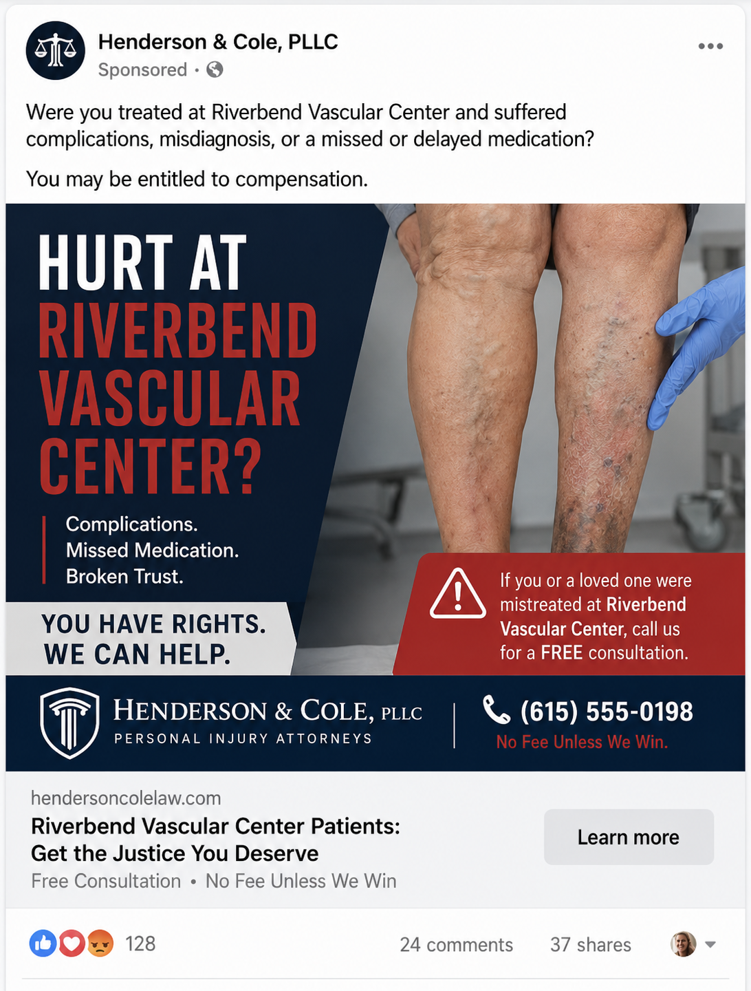 Plaintiff law firm running targeted Facebook ads against a pain management clinic